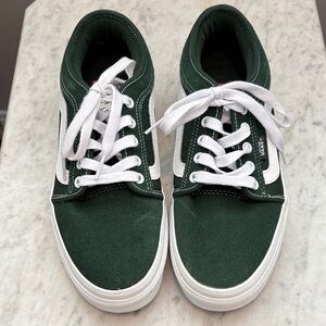 Vans Men's Dark Green and White Sneakers